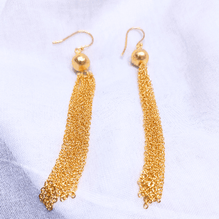Chain Fringe Dangle earring, 22k Gold plated, Wholesale Brass jewelry